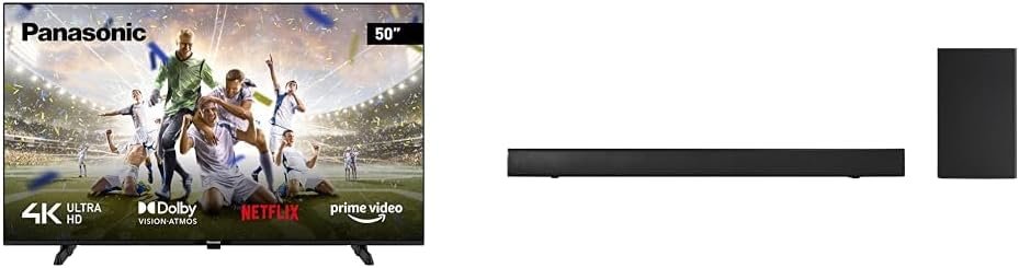 Panasonic TX-50MX610B, 50 Inch 4K Ultra HD LED Smart TV with SC-HTB150EBK Slim Soundbar with Wireless Subwoofer