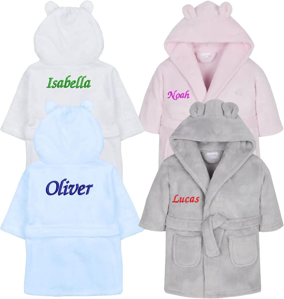 Personalised Baby Dressing Gown | Customisable Soft Polyester Embroidered Bathrobe for Kids | Ideal Baby Gift | Perfect for Bath Time, and Everyday Comfort Personalised Baby Dressing Gown | Customisable Soft Polyester Embroidered Bathrobe for Kids | Ideal Baby Gift | Perfect for Bath Time, and Everyday Comfort
