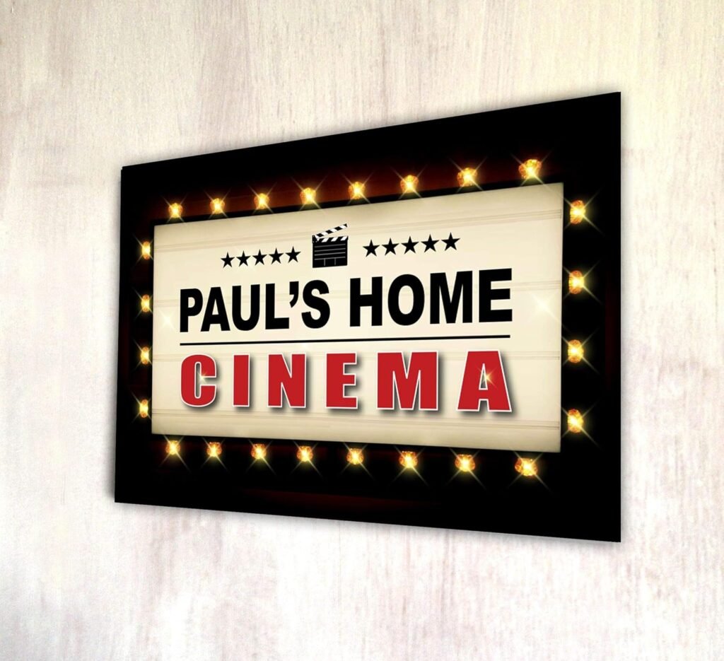 Personalised Home Cinema Sign – stars A4 metal sign plaque wall art