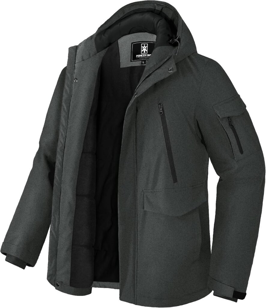 Pioneer Camp Men’s Winter Coat Waterproof Fleece Lined Warm Winter Jacket with 9 Pockets Insulated Windproof Hooded Parka (S-XXL) Pioneer Camp Men’s Winter Coat Waterproof Fleece Lined Warm Winter Jacket with 9 Pockets Insulated Windproof Hooded Parka (S-XXL)