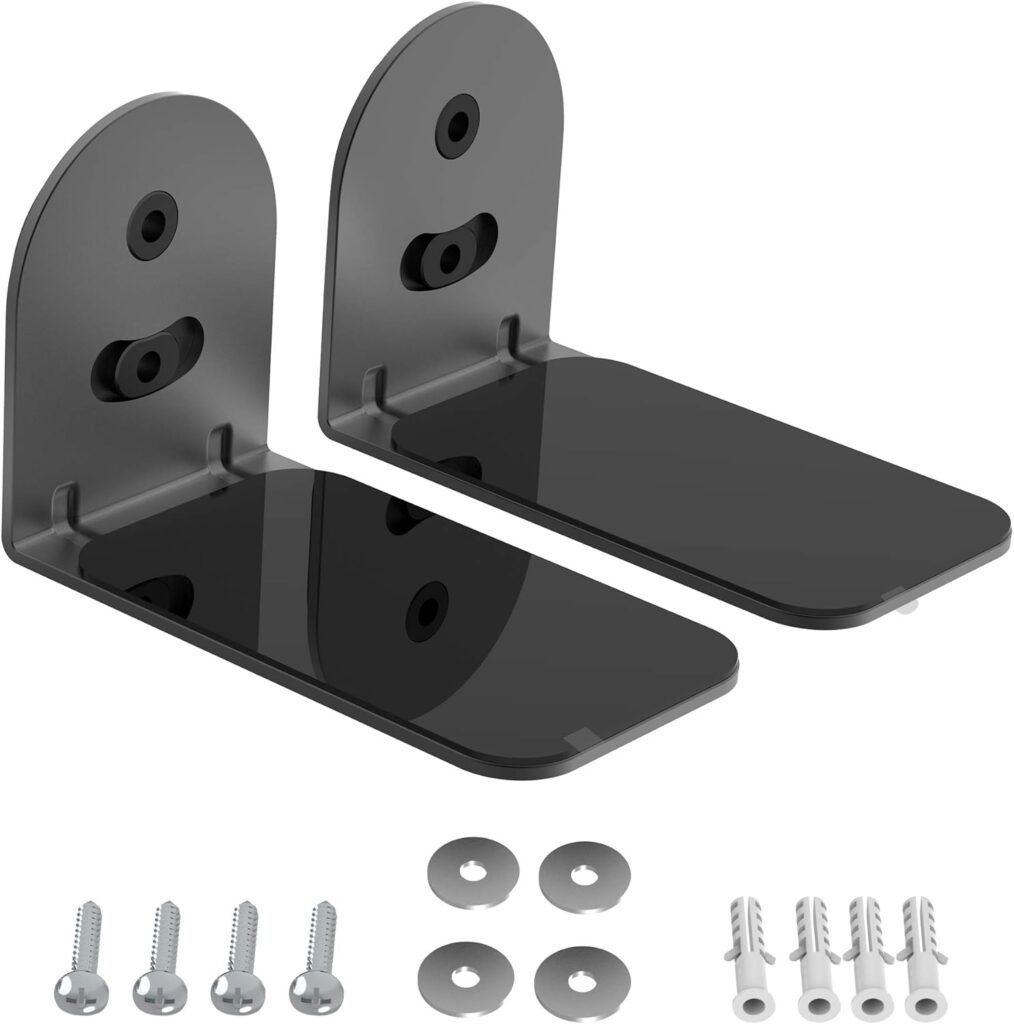 PlusAcc Universal Soundbar Brackets Mount Compatible with Bose, Samsung, JBL, Sonos, Sony, Yamaha, LG, Majority, SAKOBS and More Sound Bar Wall Mounts Bracket Kit Mounting Holder (Black)
