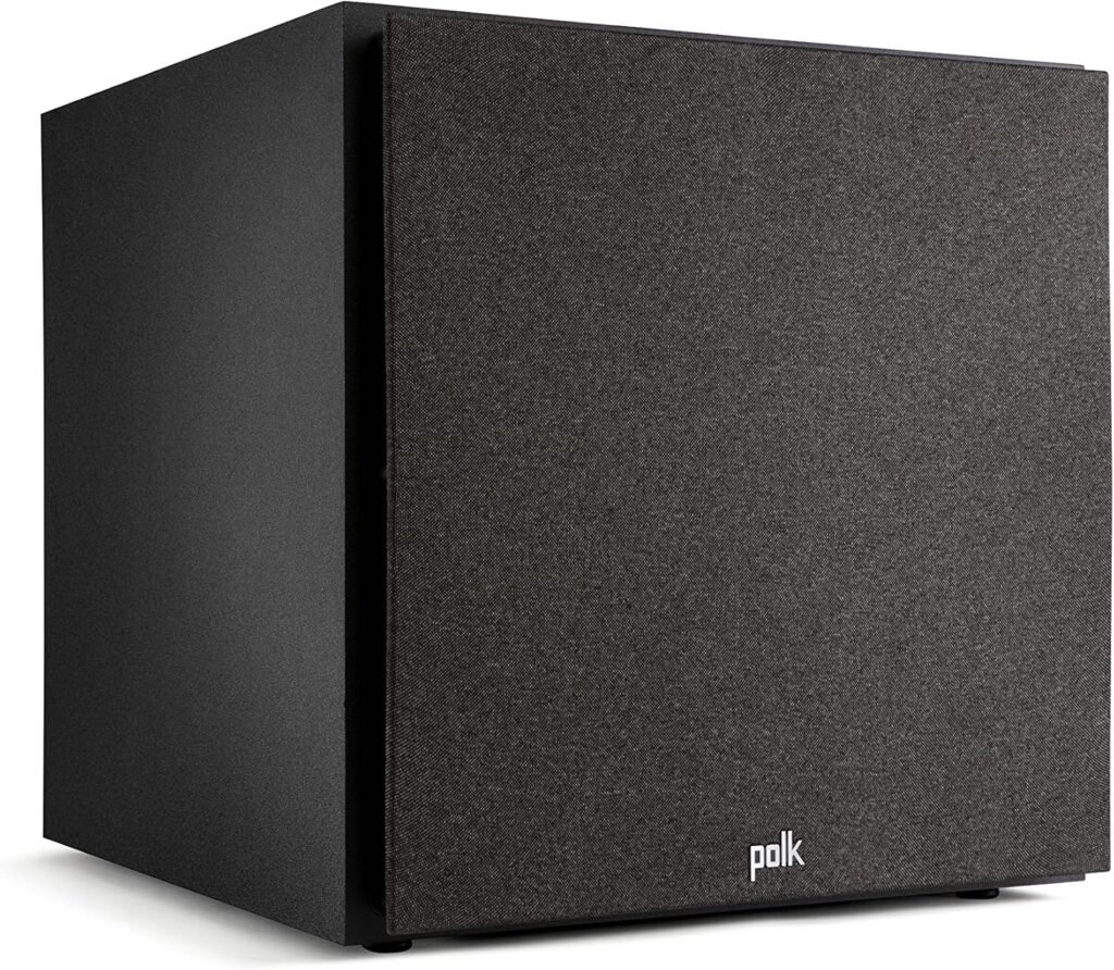 Polk Audio MXT12 Active Subwoofer, Powerful 12 Inch Subwoofer with 100 Watt Class AB Amplifier, Bass Box, Home Cinema and Music, Black