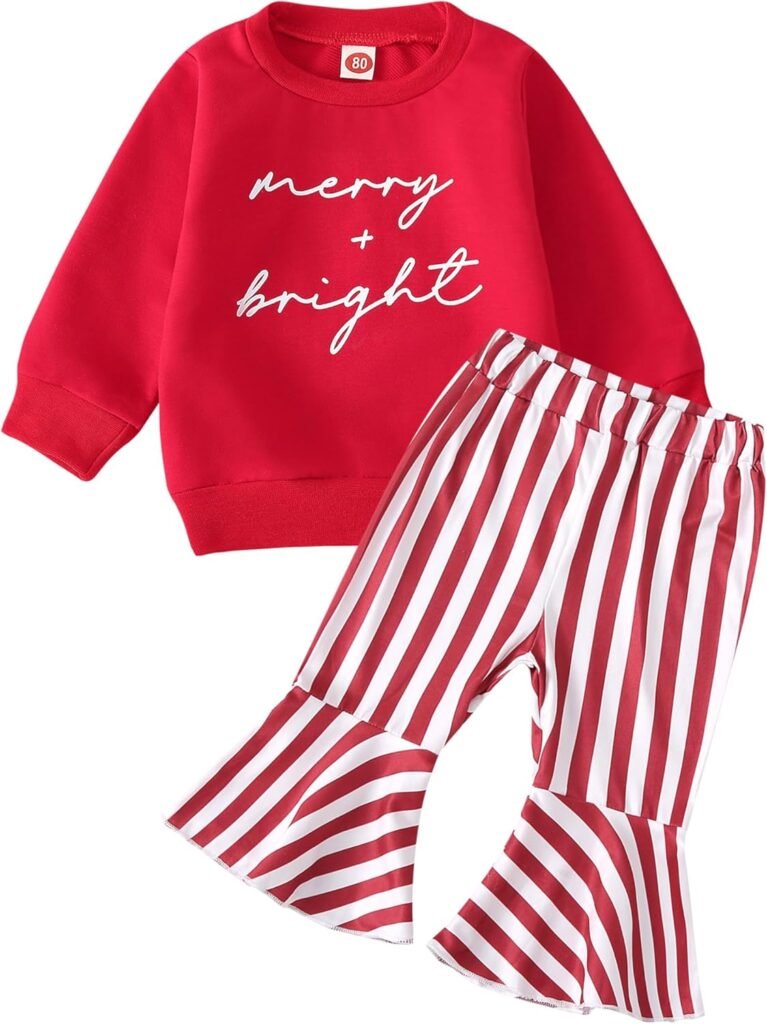 Puluole Baby Girl Christmas Clothes,Toddler Baby Girl Clothes,Baby Girls Christmas Outfits with Sweatshirt + Bell Bottom,Baby Girl Pants Set Puluole Baby Girl Christmas Clothes,Toddler Baby Girl Clothes,Baby Girls Christmas Outfits with Sweatshirt + Bell Bottom,Baby Girl Pants Set
