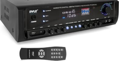 Pyle Home Audio Power Amplifier System – 300W 4 Channel Theater Power Stereo Sound Receiver Box Entertainment w/USB, RCA, AUX, Mic w/Echo, LED, Remote – for Speaker, iPhone, PA, Studio – PT390AU.5 Pyle Home Audio Power Amplifier System – 300W 4 Channel Theater Power Stereo Sound Receiver Box Entertainment w/USB, RCA, AUX, Mic w/Echo, LED, Remote – for Speaker, iPhone, PA, Studio – PT390AU.5