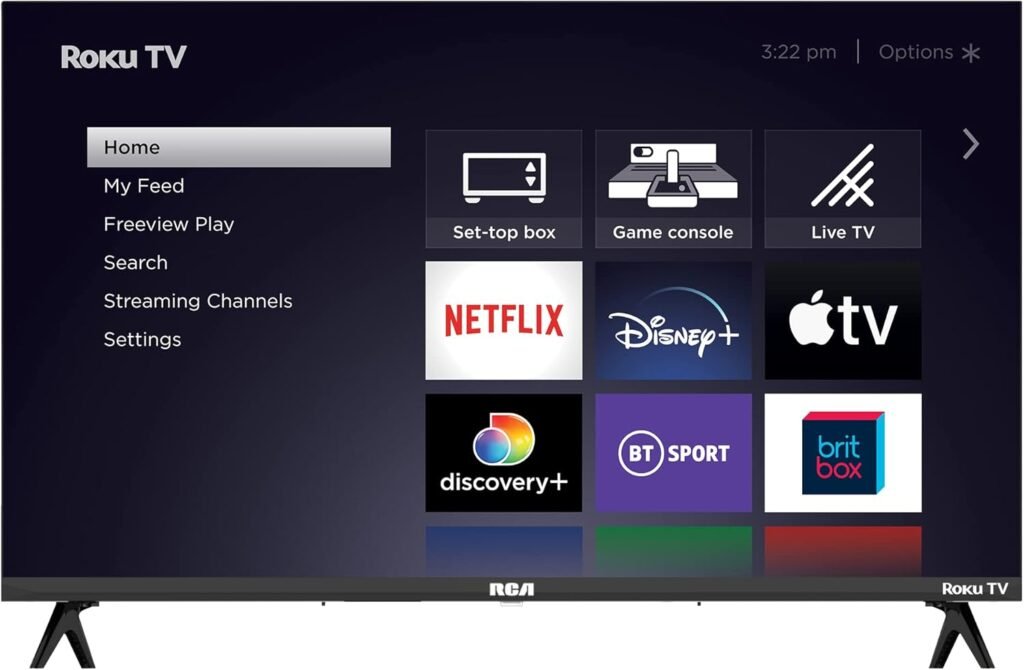 RCA Roku TV 32″ Smart TV, RK32HN1 32 Inch HD TV with Apple TV+ BBC Netflix Freeview, DVB-T2/T Dolby Audio HDMI USB, Ideal Television for Small Lounge RCA Roku TV 32″ Smart TV, RK32HN1 32 Inch HD TV with Apple TV+ BBC Netflix Freeview, DVB-T2/T Dolby Audio HDMI USB, Ideal Television for Small Lounge