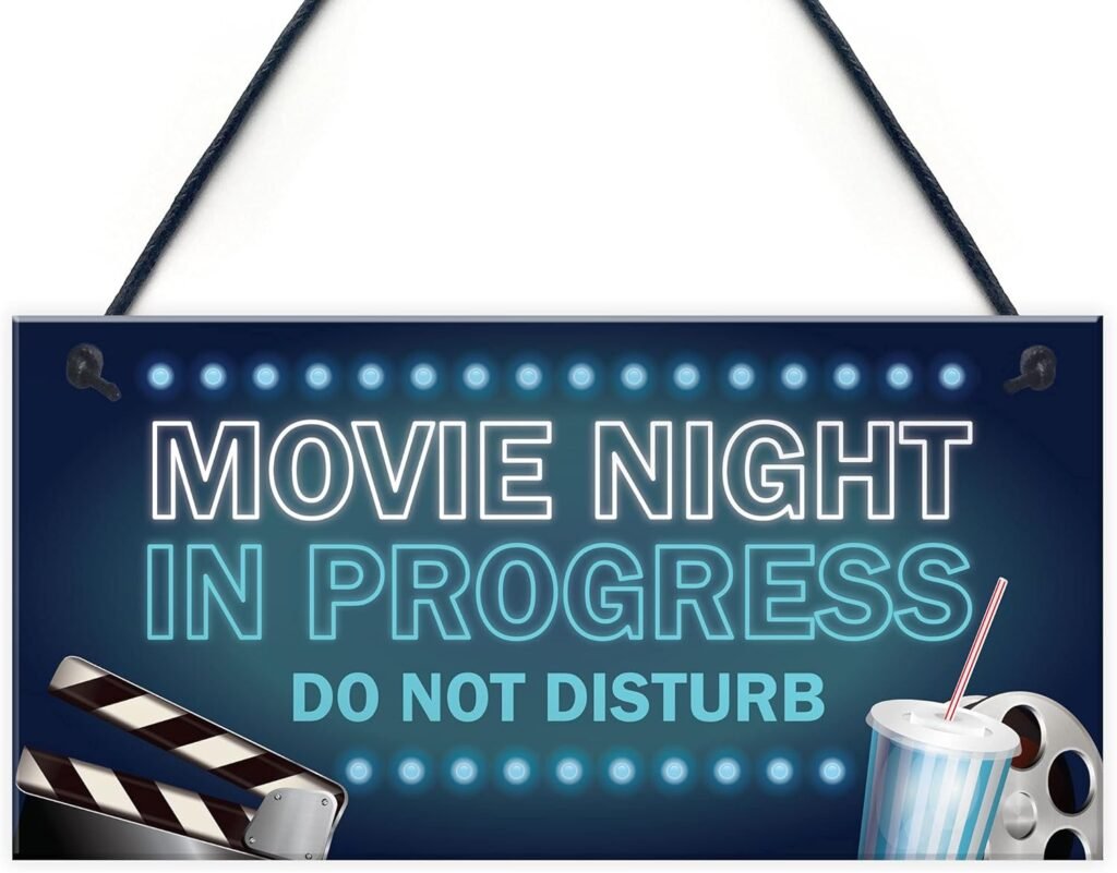 RED OCEAN Cinema Room Sign NEON EFFECT Movie Night Dont Disturb Plaque Home Decor Gift