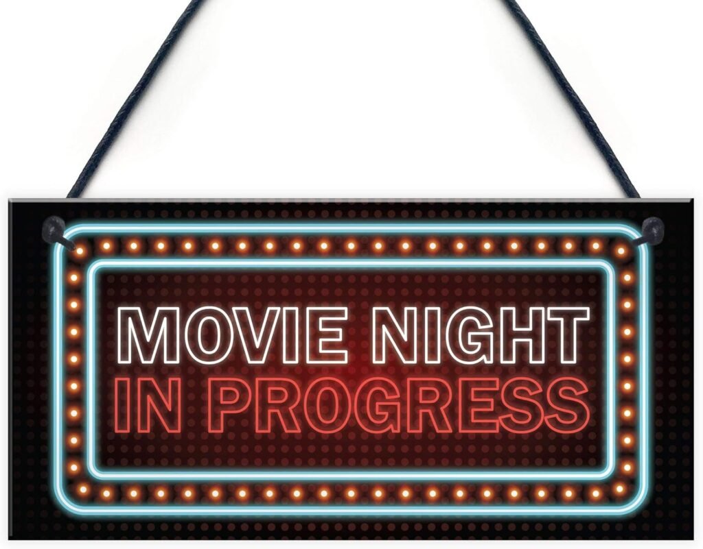 RED OCEAN Novelty Cinema Room Sign NEON EFFECT Movie Night Plaque Home Decor Gift