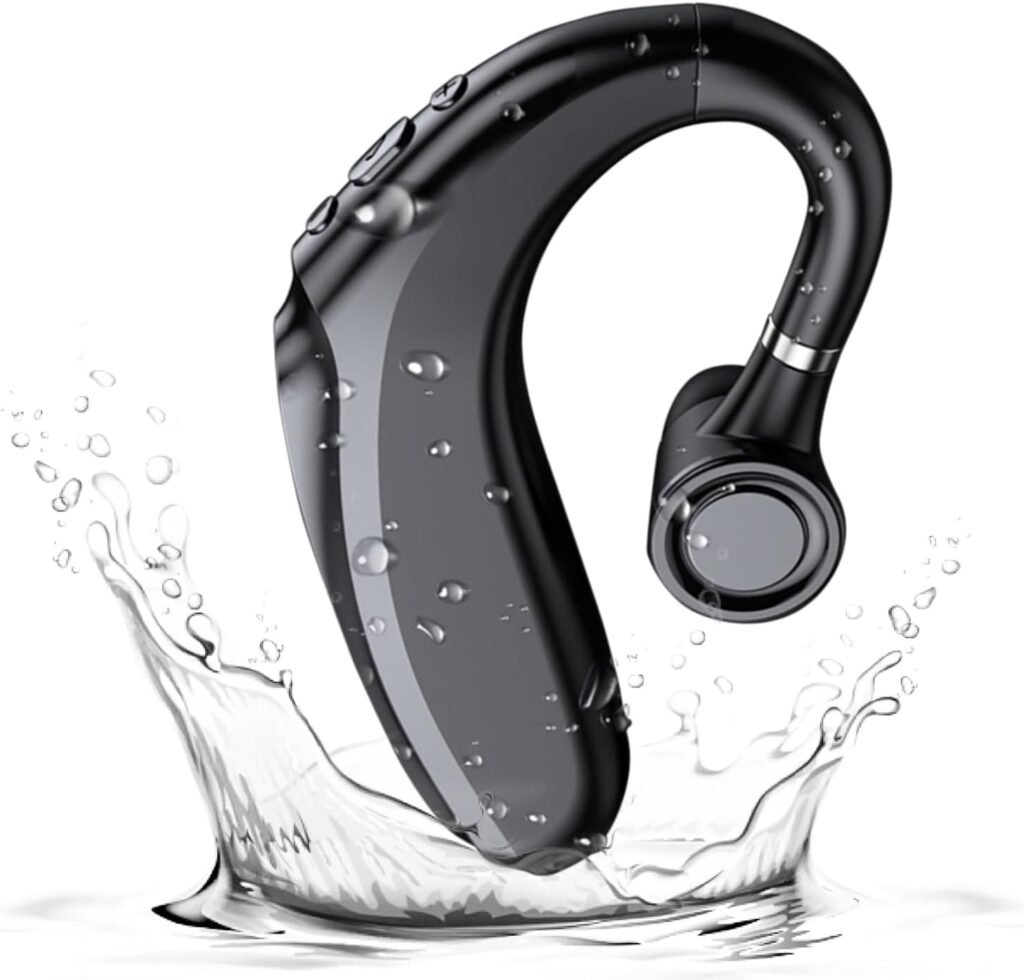 RUOVXWU Bluetooth wireless Headset Handsfree Earpiece,Bluetooth Earpiece,Bluetooth 5.2 Single Headset,Noise Cancelling Waterproof Earphones In-Ear Headphone with Microphone for Business,Office,Driving