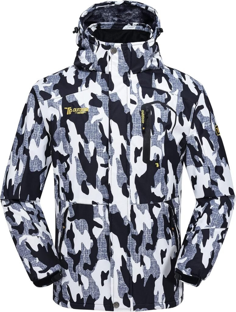 Rdruko Mens Winter Coats Waterproof Warm Fleece Lined Outdoor Work Walking Hiking Ski Jacket with Detachable Hood