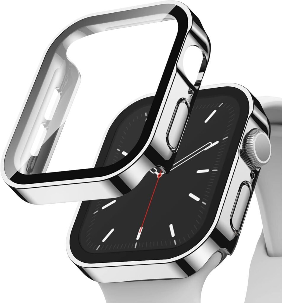 Recoppa Hard Case Compatible for Apple Watch Series 8/7 45mm with Tempered Glass Screen Protector, Anti-sctratch Ultra-Thin Durable Protective Cover for iWatch 45mm 2 Pack Silver/Silver Recoppa Hard Case Compatible for Apple Watch Series 8/7 45mm with Tempered Glass Screen Protector, Anti-sctratch Ultra-Thin Durable Protective Cover for iWatch 45mm 2 Pack Silver/Silver