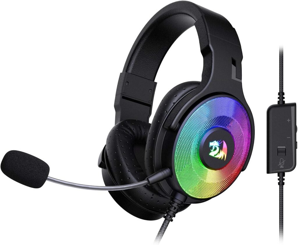 Redragon H350 RGB Wired Gaming Headset, Dynamic RGB Backlight – Stereo Surround-Sound – 50MM Drivers – Detachable Microphone, Over-Ear Headphones Works for PC/PS4/XBOX One/NS (Black) Redragon H350 RGB Wired Gaming Headset, Dynamic RGB Backlight – Stereo Surround-Sound – 50MM Drivers – Detachable Microphone, Over-Ear Headphones Works for PC/PS4/XBOX One/NS (Black)