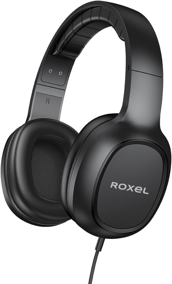 Roxel RX-90 Wired Headphones with Microphone – Lightweight On Ear Headphones for Android/IOS Devices – Comfortable Head Cushion Ergonomic – Answer Incoming Calls – Perfect for Music Lovers (Black) Roxel RX-90 Wired Headphones with Microphone – Lightweight On Ear Headphones for Android/IOS Devices – Comfortable Head Cushion Ergonomic – Answer Incoming Calls – Perfect for Music Lovers (Black)