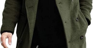 Runcati Men’s Coat Regular Fit Trench Coat Long Lapel Double Breasted Wool Business Winter Jacket Peacoat