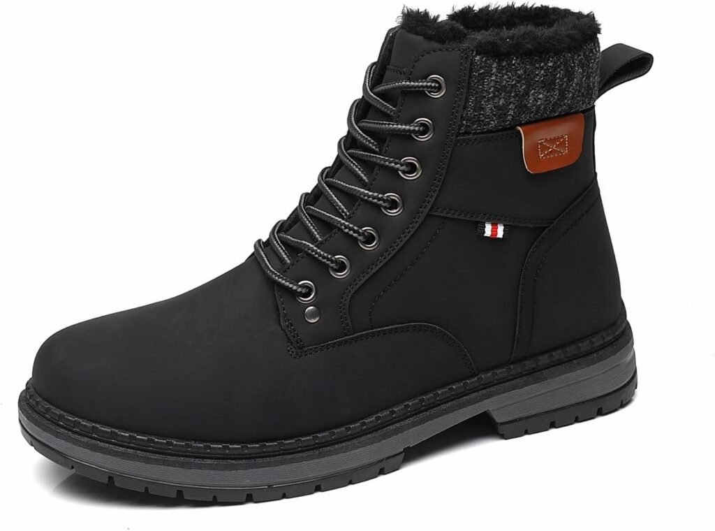 SANNAX Mens Snow Boots Winter Hiking Walking Shoes Warm Outdoor Casual Camping Footwear with Fleece Lining