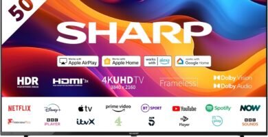 SHARP 50FJ6K 50-Inch 4K UHD Smart Roku Frameless LED TV in Black with Active Motion 400, Dobly Vision, HDR10 + HLG Support, Freeview Play, Pre-Installed Apps, 3x HDMI & 2x USB SHARP 50FJ6K 50-Inch 4K UHD Smart Roku Frameless LED TV in Black with Active Motion 400, Dobly Vision, HDR10 + HLG Support, Freeview Play, Pre-Installed Apps, 3x HDMI & 2x USB