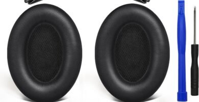 SOULWIT Ear Pads Cushions + Headband + Silicone Earpads Cover Protector, Replacement Kit for Bose QuietComfort 15(QC15)/QuietComfort 2(QC 2) Over-Ear Headphones – Black