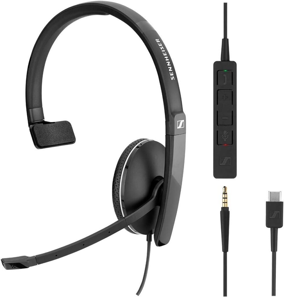 Sennheiser SC 135 USB-C (508355) – A monaural headset for professionals | with HD stereo sound, noise-canceling microphone and USB-C connector (black)