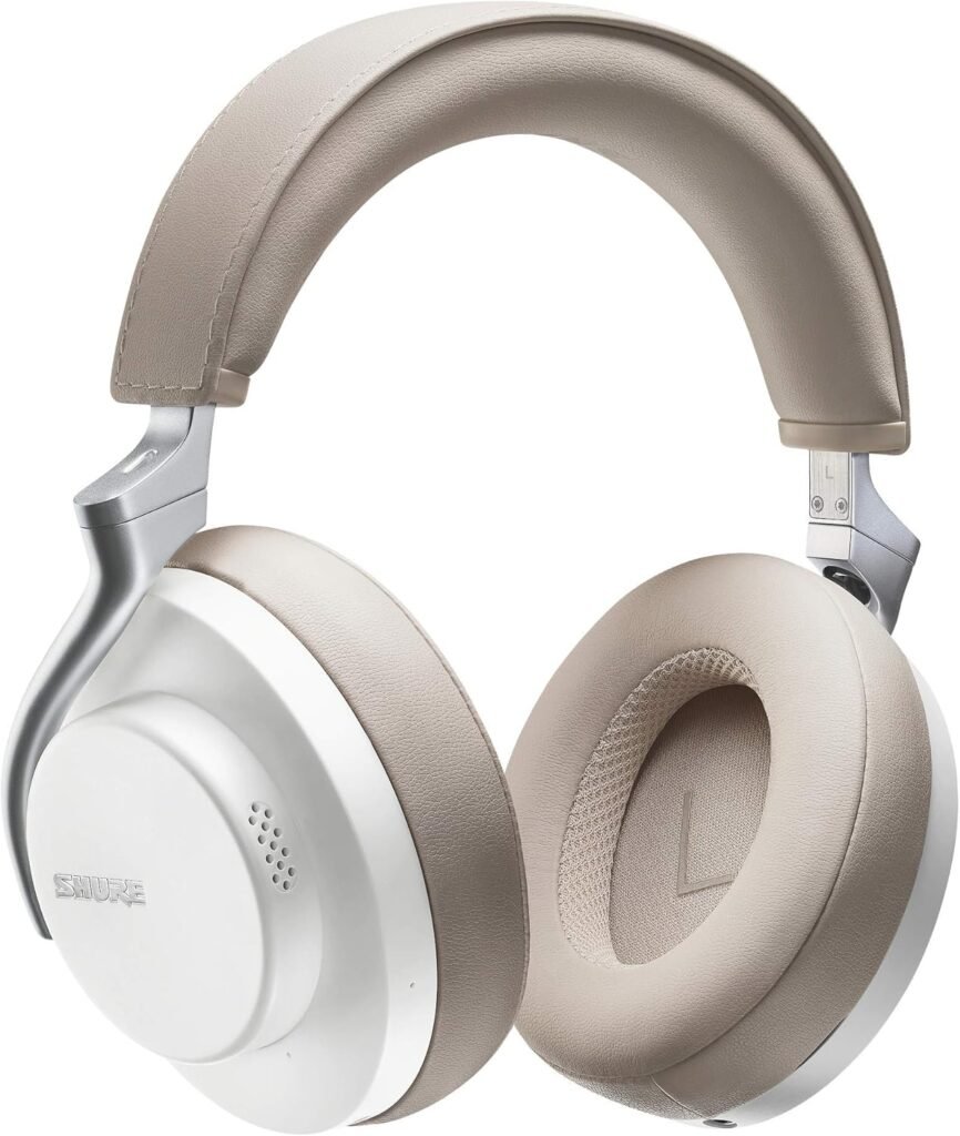 Shure AONIC 50 Wireless Noise Cancelling Headphones, Premium Studio-Quality Sound, Bluetooth 5 Wireless Technology, Comfort Fit Over Ear, 20 Hours Battery Life, Fingertip Controls – White