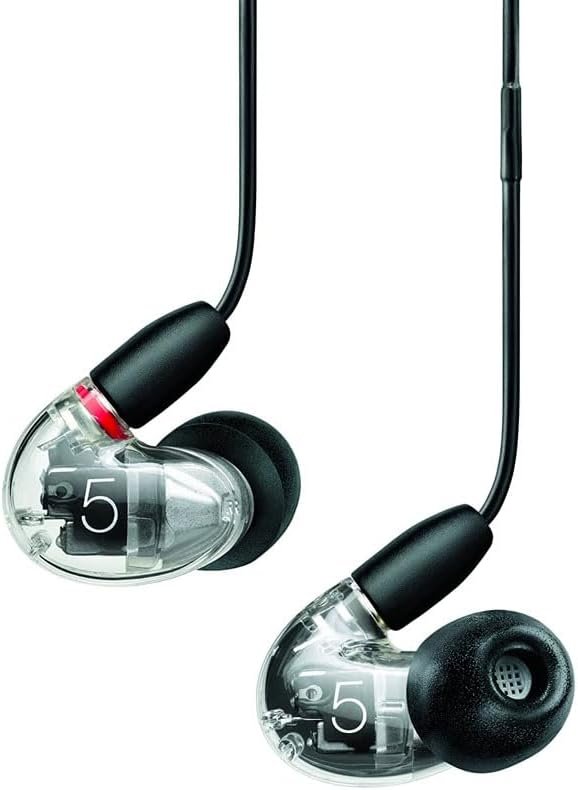 Shure Wired Sound Isolating Earbuds, High Definition Sound plus Natural Bass, Three Drivers, In-Ear Fit, Detachable Cable, Durable Quality, Compatible with Apple and Android Devices, Clear, Aonic 5