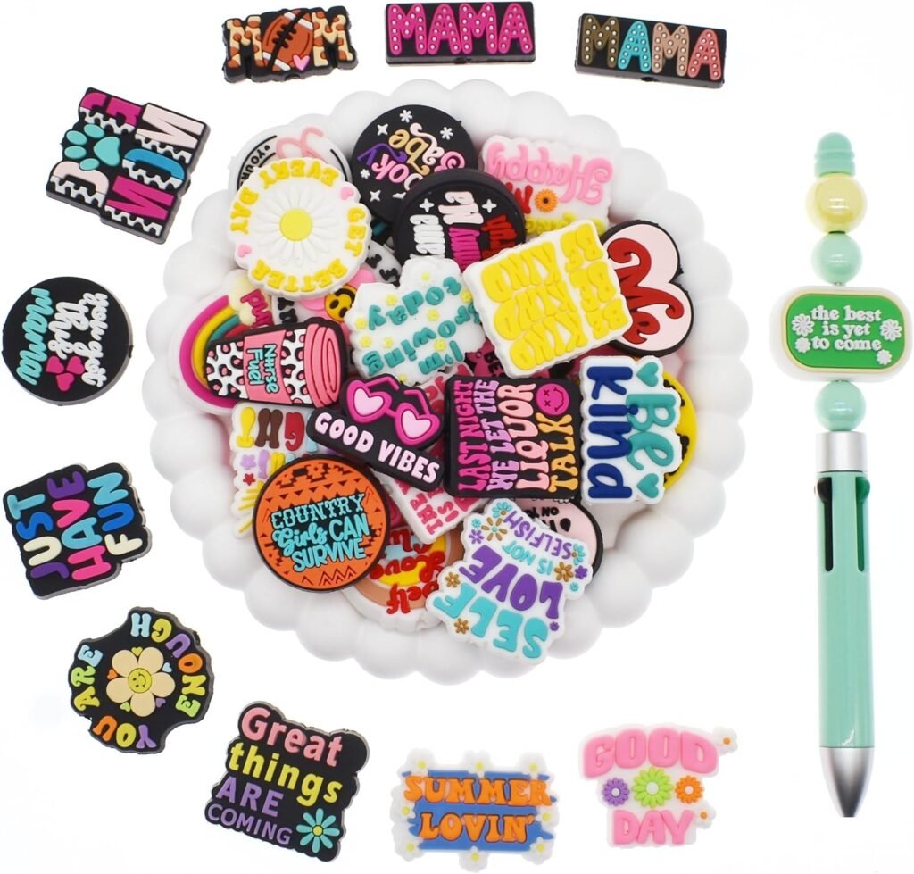 Silicone Focal Beads for Pens 100 PCS Focal Beads Bulk Keychains Making DIY Gift Crafts Decoration Necklace Bracelet Jewelry for Boys Teens Women