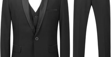 Sliktaa Mens Suits 3 Pieces Slim Fit Wedding Formal Dinner Suit Black One Button Notched Lapel Tuxedo Blazer Jacket Trousers and Waistcoat Sliktaa Mens Suits 3 Pieces Slim Fit Wedding Formal Dinner Suit Black One Button Notched Lapel Tuxedo Blazer Jacket Trousers and Waistcoat