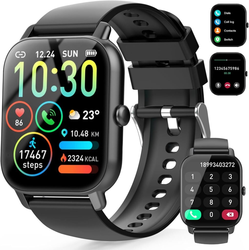 Smart Watch (Answer/Make Calls), Smart Watches for Men Women with 1.85 Touch Screen, Step Counter, IP68 Waterproof, 112 Sport Modes , Heart Rate/Sleep Monitor Fitness Watch for iOS Android, Black Smart Watch (Answer/Make Calls), Smart Watches for Men Women with 1.85 Touch Screen, Step Counter, IP68 Waterproof, 112 Sport Modes , Heart Rate/Sleep Monitor Fitness Watch for iOS Android, Black