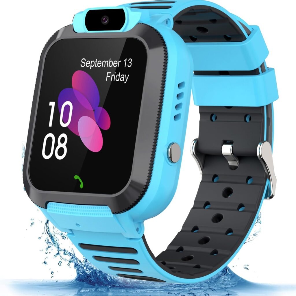 Smart Watch Phone for Kids, Waterproof Smartwatches with Tracker HD Touch Screen for kids Games SOS Alarm Clock Camera Digital Wrist Watch Smartwatch Christmas Birthday Gifts for 3-12 Boy Girls (Blue)