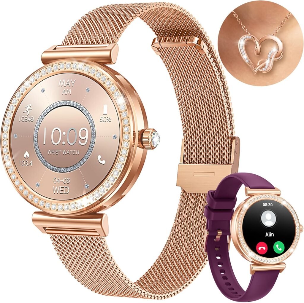 Smart Watch Women Smartwatch Sport: 1.27” Fitness Watch Bluetooth Call with Heart Rate Blood Pressure SpO2 Sleep Monitor 110+ Sports Modes IP68 Waterproof Step Counter Fitness Tracker for Android iOS