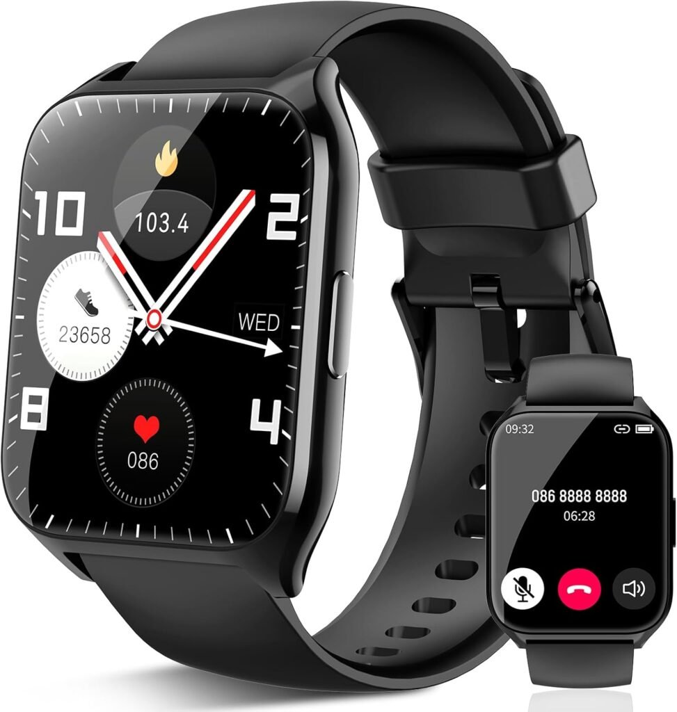 Smart Watch for Men Women (Answer/Make Calls), Smart Watches with 1.85 HD Touch Screen, 112+ Sport Modes, Step Counter, IP68 Waterproof, Heart Rate/Sleep Monitor Fitness Watch for iOS Android, Black
