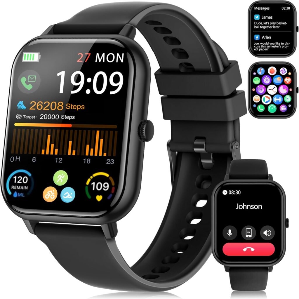 Smart Watch for Men Women(Answer/Make Call),1.83″HD Fitness Tracker with Pressure/SpO2/Heart Rate Monitor,Sleep Tracker, Step Counter, IP68 Waterproof 123+ Sport Modes Fitness Watch for Android&iPhone Smart Watch for Men Women(Answer/Make Call),1.83″HD Fitness Tracker with Pressure/SpO2/Heart Rate Monitor,Sleep Tracker, Step Counter, IP68 Waterproof 123+ Sport Modes Fitness Watch for Android&iPhone