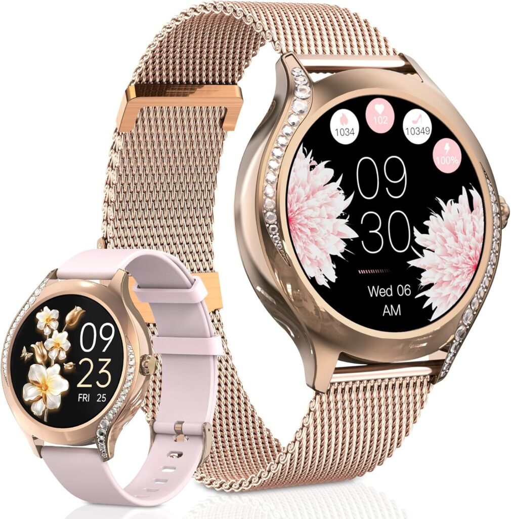 Smart Watch for Women,1.19″ AMOLED Women Smart Watch With 5.3 Bluetooth Call,100+ Sports Modes,Heart Rate/Blood Pressure/SpO2 Monitor,IP68 Waterproof,Fitness Tracker,Smartwatch for iOS/Android Smart Watch for Women,1.19″ AMOLED Women Smart Watch With 5.3 Bluetooth Call,100+ Sports Modes,Heart Rate/Blood Pressure/SpO2 Monitor,IP68 Waterproof,Fitness Tracker,Smartwatch for iOS/Android