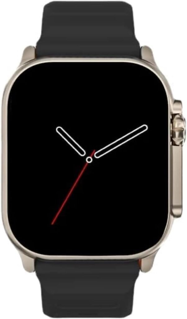 Smart Watch ultra For Men make answer Calls, 2.02” HD Screen out doors sport fitness tracker with Heart Rate/Sleep Monitor,Music Storage, 600mah battery. Metallic Case 49mm. Silicon Black Strap.