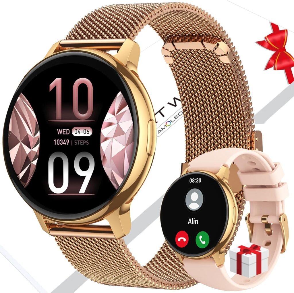 Smart Watches for Women with Call Function – 1.19″ AMOLED Fitness Watch With Heart Rate/SpO2/Sleep Monitor, Fashion Fitness Tracker with 112+ Sports, Step Counter, IP68 Waterproof for Android/iOS Smart Watches for Women with Call Function – 1.19″ AMOLED Fitness Watch With Heart Rate/SpO2/Sleep Monitor, Fashion Fitness Tracker with 112+ Sports, Step Counter, IP68 Waterproof for Android/iOS