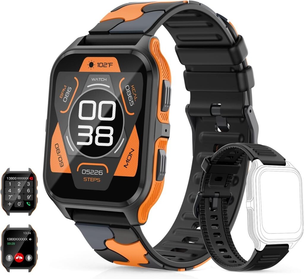 Smart watch military for men women with call dials, that can make calls and answer calls compatible for iOS Android , Fitness Activity tracker with 100+ Sports Modes, Waterproof, Ai voice,Custom dials Smart watch military for men women with call dials, that can make calls and answer calls compatible for iOS Android , Fitness Activity tracker with 100+ Sports Modes, Waterproof, Ai voice,Custom dials