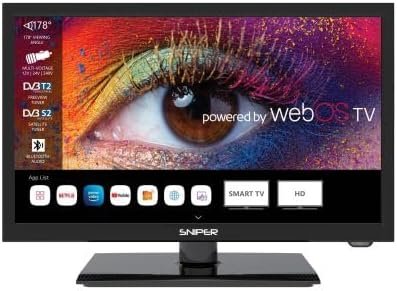 Sniper 19″ SMART LED Camping TV – webOS – Bluetooth 5.0, Wifi, Freeview Tuner, Satellite Tuner, Streaming & Catchup, 3 x HDMI, 2 x USB, Multimedia player, HD Sniper 19″ SMART LED Camping TV – webOS – Bluetooth 5.0, Wifi, Freeview Tuner, Satellite Tuner, Streaming & Catchup, 3 x HDMI, 2 x USB, Multimedia player, HD