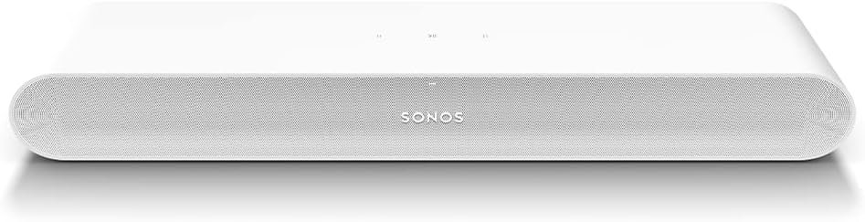 Sonos Ray Soundbar – All-in-one compact and sleek soundbar with Blockbuster sound for movies, gaming and wifi music streaming, compatible App and Apple AirPlay, in white