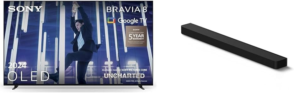 Sony BRAVIA 8 OLED, K77XR80, 77″ TV BRAVIA Theatre Bar 8 – Dolby Atmos Single Soundbar Sony BRAVIA 8 OLED, K77XR80, 77″ TV BRAVIA Theatre Bar 8 – Dolby Atmos Single Soundbar