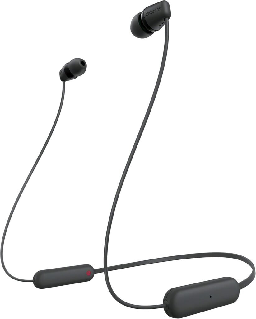 Sony WI-C100 Wireless In-ear Headphones – Up to 25 hours of battery life – Water resistant -Built-in mic for phone calls – Voice Assistant compatible – Reliable Bluetooth® connection – Black Sony WI-C100 Wireless In-ear Headphones – Up to 25 hours of battery life – Water resistant -Built-in mic for phone calls – Voice Assistant compatible – Reliable Bluetooth® connection – Black