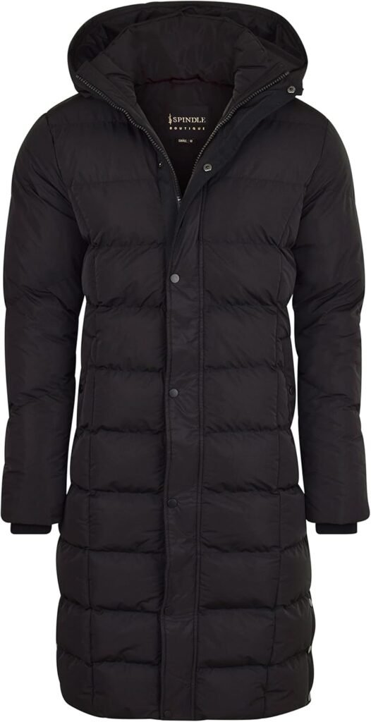 Spindle Mens Padded Winter Coat Zipped Hooded Puffer Double Layer Jacket Warm Outerwear Storm Cuffs Zip Chest Pocket + Inner Pocket