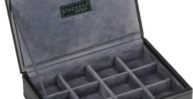 Stackers – Men’s Executive Black Mini Lidded with Grey Velvet Finish Lining Stackers – Men’s Executive Black Mini Lidded with Grey Velvet Finish Lining