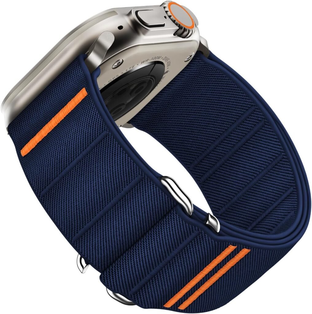 Suitisbest Straps Compatible with Apple Watch Ultra Strap 49mm 46mm 45mm 44mm 42mm, Stretchy Nylon Sport Loop Strap with S-Hook for Apple Watch Ultra 2/ Ultra SE Series 10 9 8 7 6 5 4 3, Midnight Blue