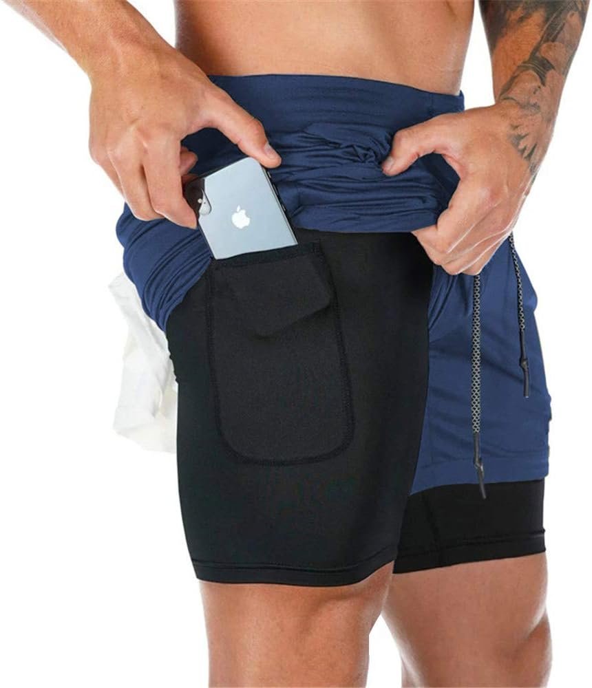 Superora Mens Running Gym 2 in 1 Sports Shorts Breathable Outdoor Workout Training Shorts with Pockets Superora Mens Running Gym 2 in 1 Sports Shorts Breathable Outdoor Workout Training Shorts with Pockets