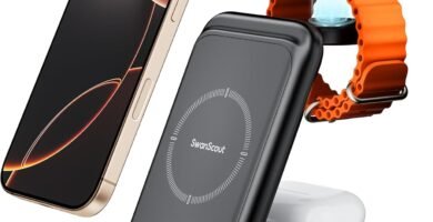 SwanScout Charging Station for iPhone 16, 3 in 1 Wireless Charger for iPhone 15 14 13 12 11 Pro/Max/Plus, Charging Stand for Apple Watch 10/9/8/7/6/5/4/3/Ultra 2/Air-Pods, SwanScout 703A SwanScout Charging Station for iPhone 16, 3 in 1 Wireless Charger for iPhone 15 14 13 12 11 Pro/Max/Plus, Charging Stand for Apple Watch 10/9/8/7/6/5/4/3/Ultra 2/Air-Pods, SwanScout 703A