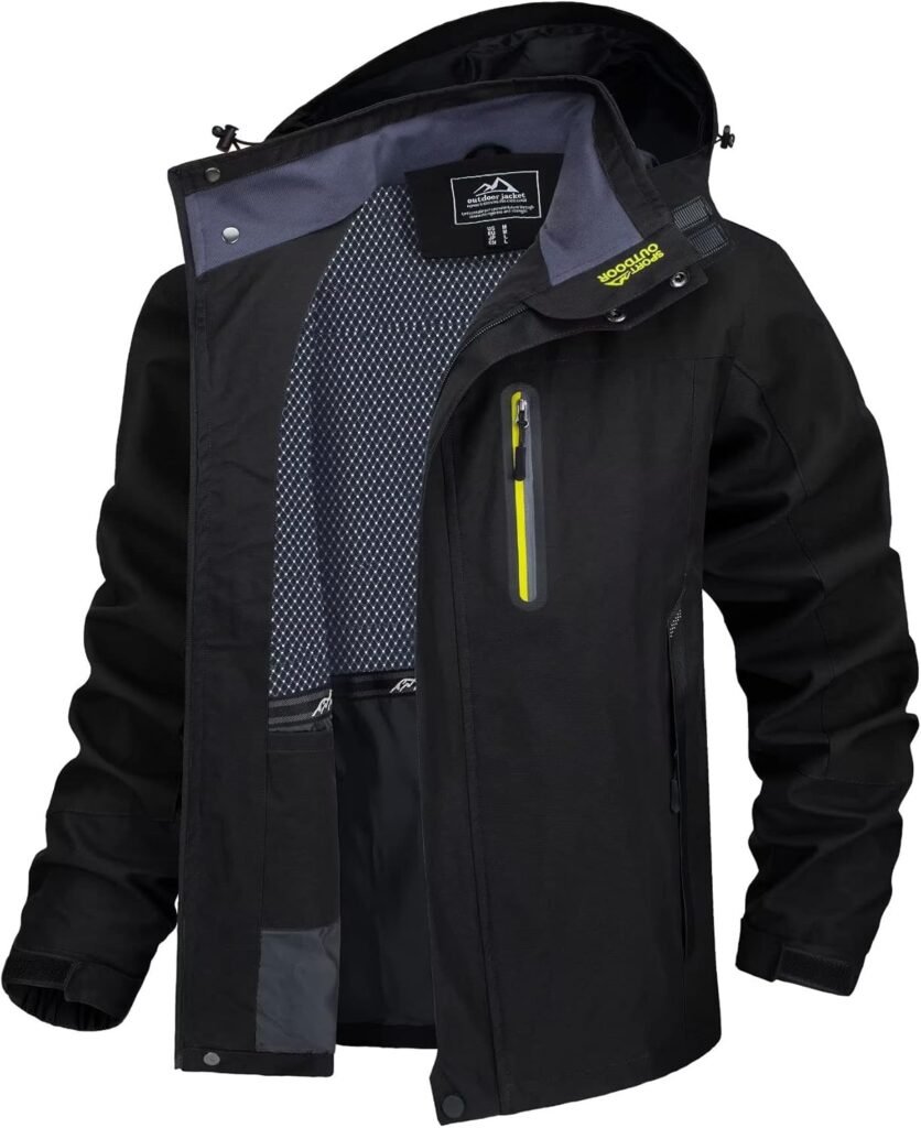 TACVASEN Men’s Sports Jacket Breathable Outdoor Water-Resistant Hiking Mountain Jacket Multi-Pockets