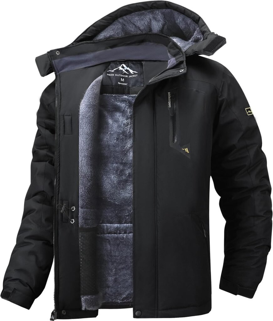 Tansozer Men’s Waterproof Winter Jacket Windproof Warm Ski Fleece Outdoor Coat with Removable Hood Tansozer Men’s Waterproof Winter Jacket Windproof Warm Ski Fleece Outdoor Coat with Removable Hood