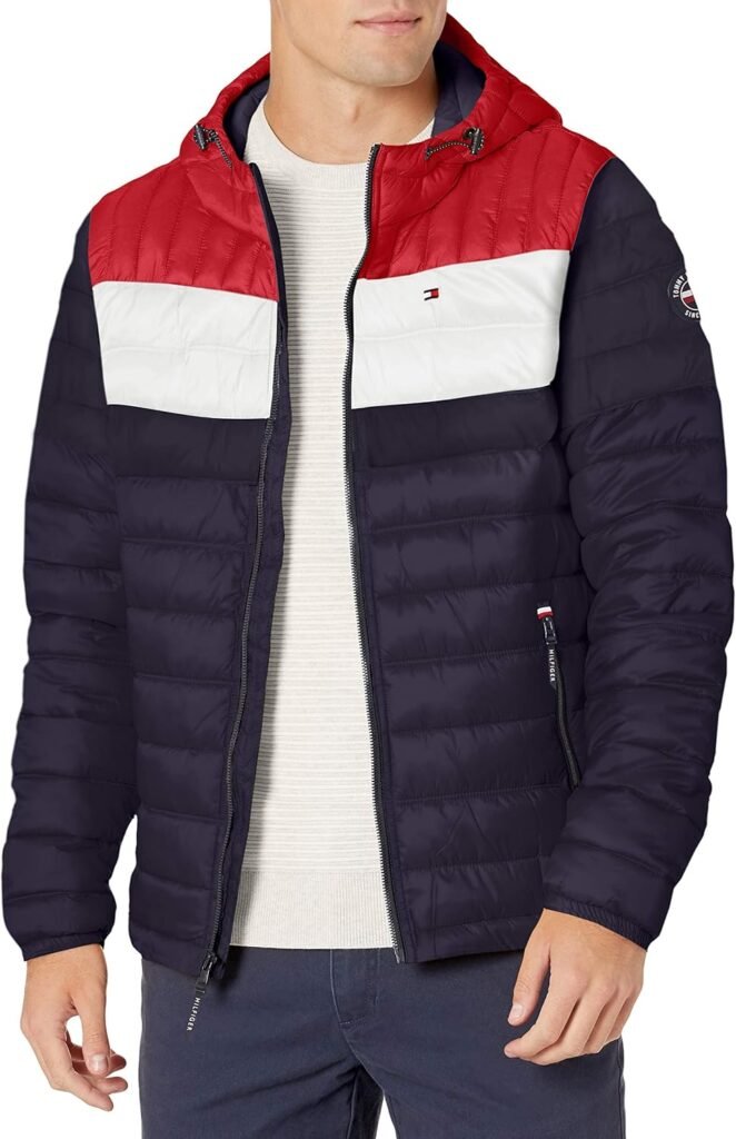Tommy Hilfiger Men’s Water Resistant Ultra Loft Filled Hooded Puffer Jacket Down Alternative Coat