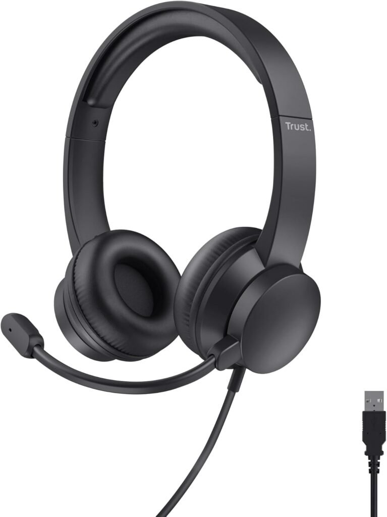 Trust Roha II USB Headset with Microphone On-Ear Lightweight Design, Adjustable Headband, PC Headset 1.8m Cable Wired Headphones with Microphone for Computer Laptop Mac Desktop Home Office Teams Zoom Trust Roha II USB Headset with Microphone On-Ear Lightweight Design, Adjustable Headband, PC Headset 1.8m Cable Wired Headphones with Microphone for Computer Laptop Mac Desktop Home Office Teams Zoom
