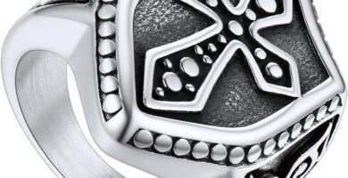 U7 Stainless Steel Knights Templar Cross Chunky Ring for Men Women, Vintage Solomon Catholicism Faith Jewellery, Black/Gold Plated, Come with Gift Box