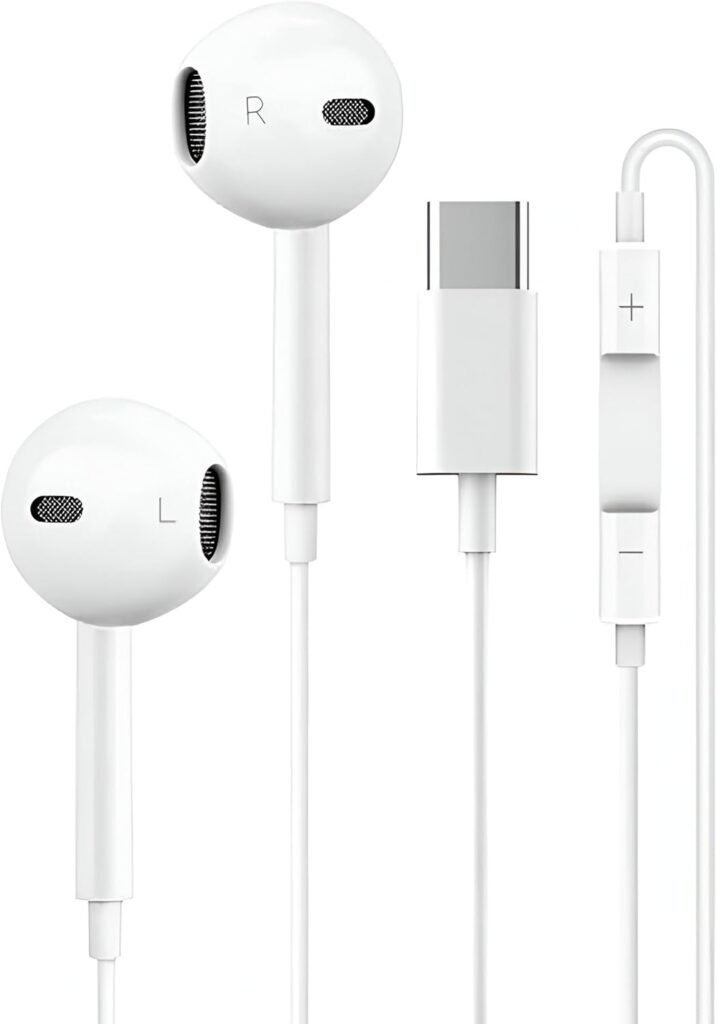 USB C Headphones for Phone 15| In Ear Type C Earphones for Phone| USB C Headphones with Mic & Volume Control Compatible with Samsung S20,huawei P40,Phone 15,Google Pixel,iPad Pro.