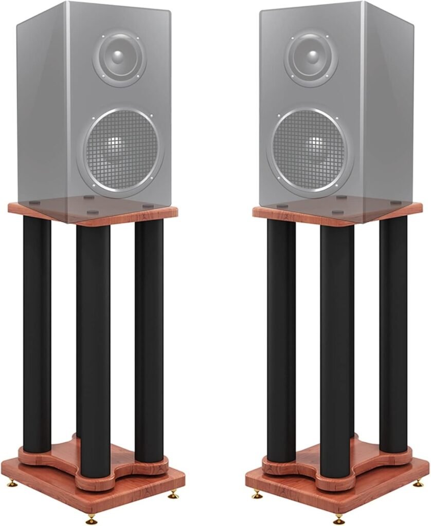 Universal Stable Surround Sound Bookshelf Speaker Stands 50cm/ 60cm/ 70cm/ 80cm Extra Tall Adjustable Height Speaker Mounts for Home Theater System Installation